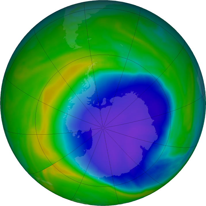 Antarctic ozone map for 08 November 2020